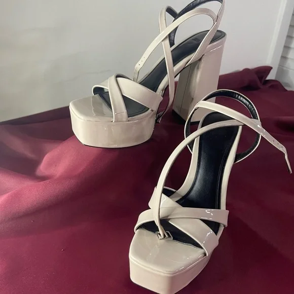 Zara Cream Platform Heels - Picture 2 of 12